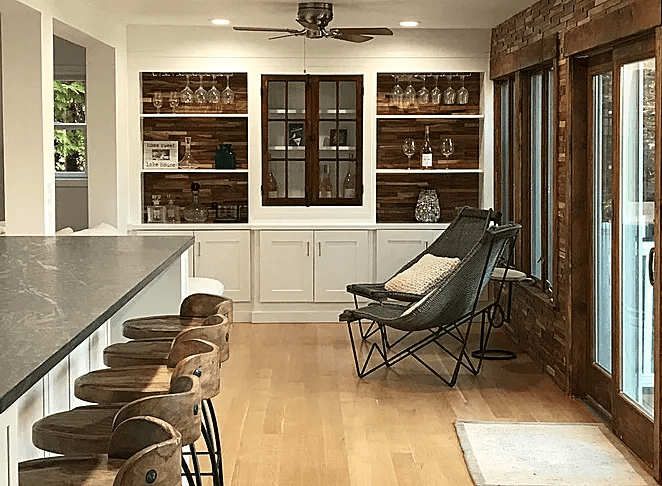 kitchen area with wine bar